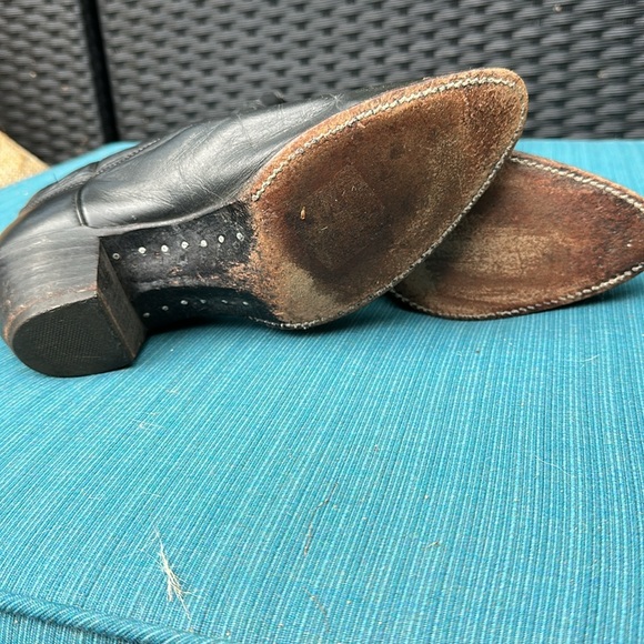 Black Justin Leather Cowboy Boots - Picture 4 of 6